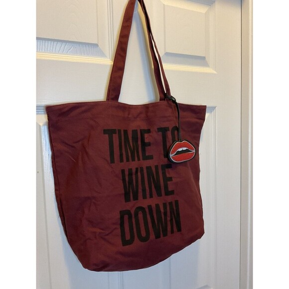 Sam Edelman Circus Maroon Tote Bag Inside Zip Pocket Handle Button Closure 17x17 - Picture 2 of 7